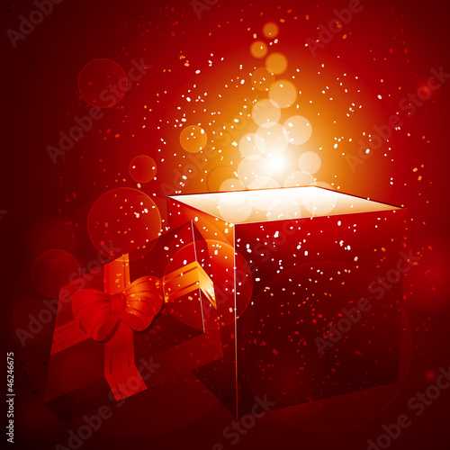 Glowing Christmas gift background photo