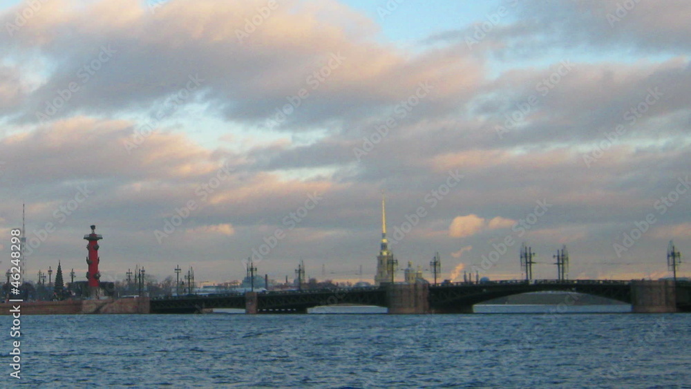 panorama of Neva river in the historical center of Saint-Petersb