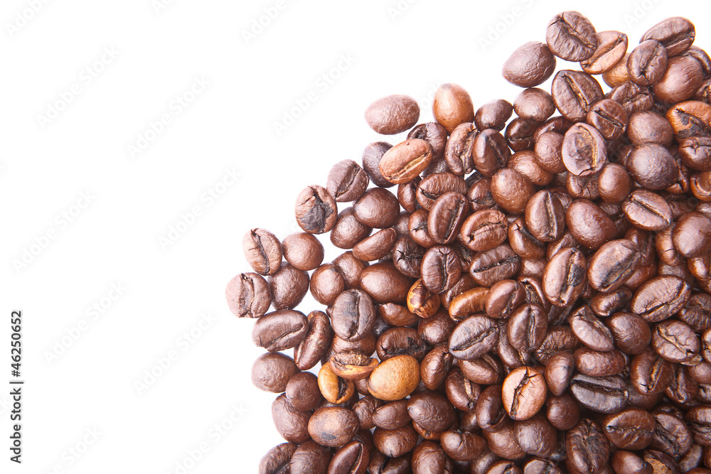 Heap of coffee beans. Isolated on white background Heap of coffee beans. Isolated on white background