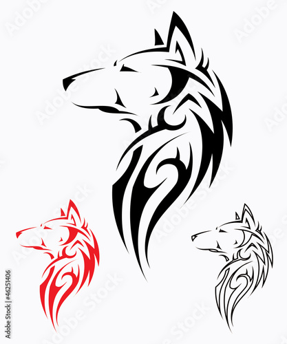 Tribal wolf tattoo - vector illustration