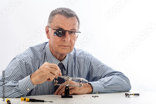 Watchmaker on White Background