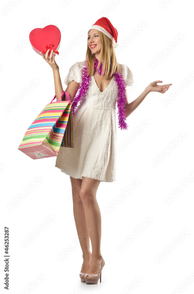 Happy woman after christmas shopping Happy woman after christmas shopping