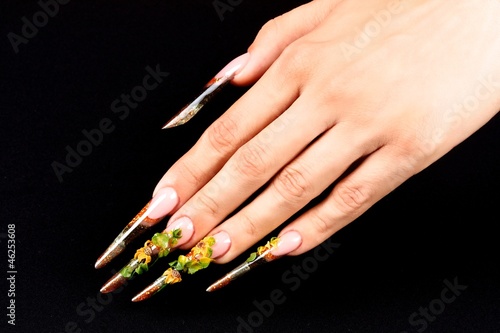 Stiletto handnails with sunflowers photo