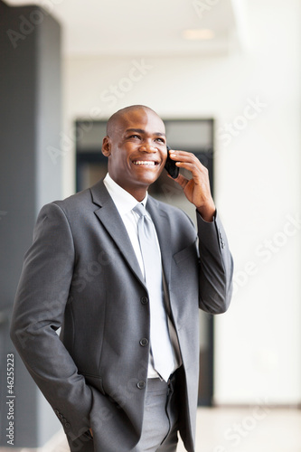 african american business executive talking on cellphone