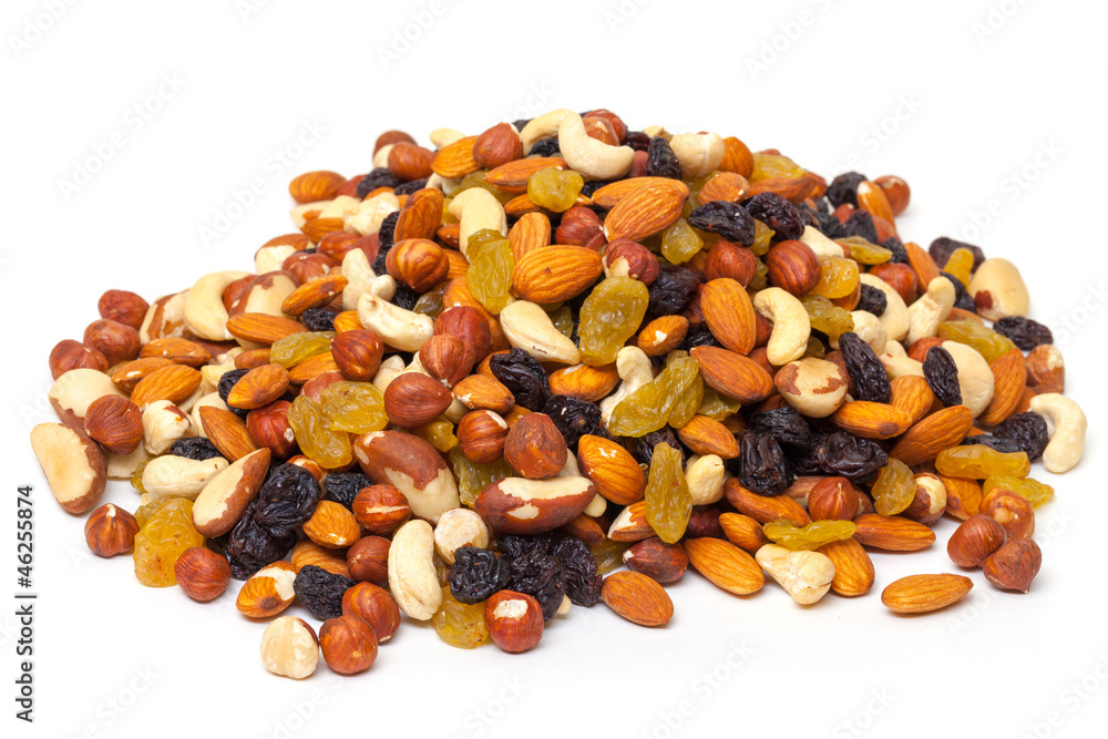 Mixture of nuts and raisins Mixture of nuts and raisins