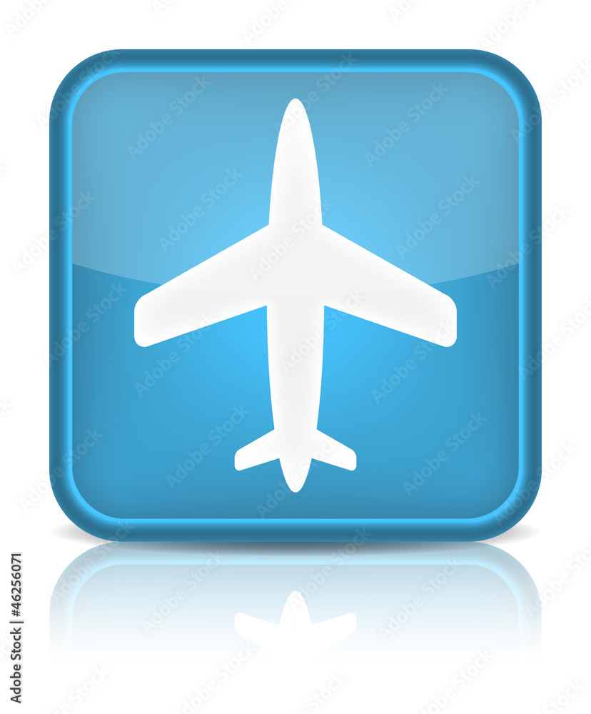 Plane icon. Sign with reflection isolated on white. Plane icon. Sign with reflection isolated on white.