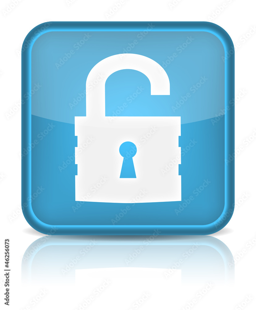 Unlock icon. Sign with reflection isolated on white. Unlock icon. Sign with reflection isolated on white.