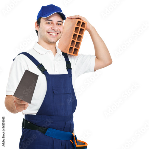 Obraz na plátně Construction worker isolated on white