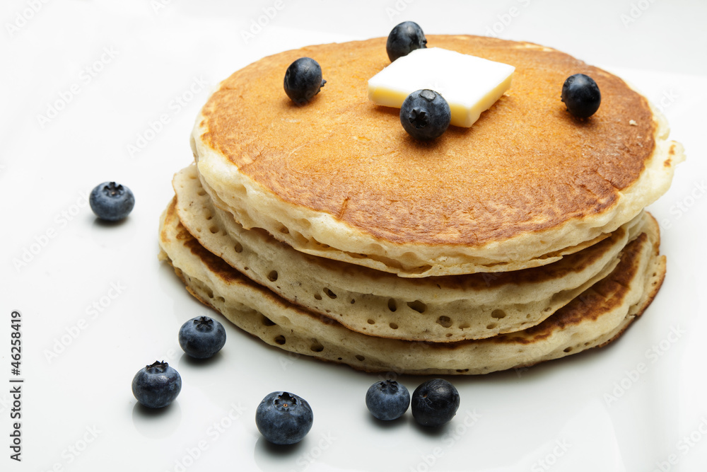 Pancakes with Butter and Blueberries Pancakes with Butter and Blueberries