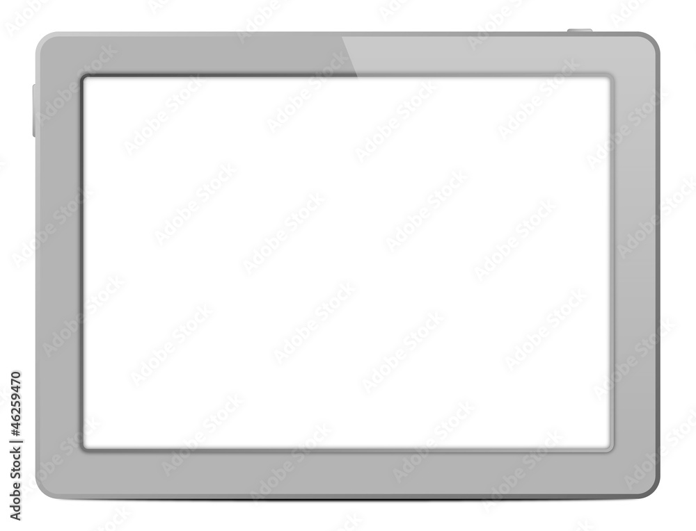 Light Grey Tablet Computer On White Background Light Grey Tablet Computer On White Background