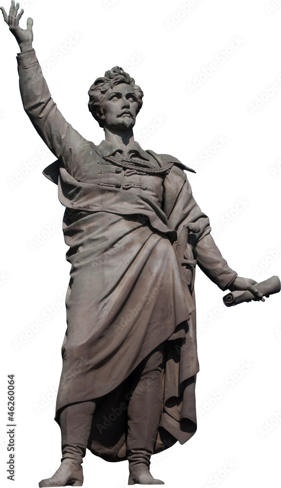 Sandor Petofi statue in Budapest isolated