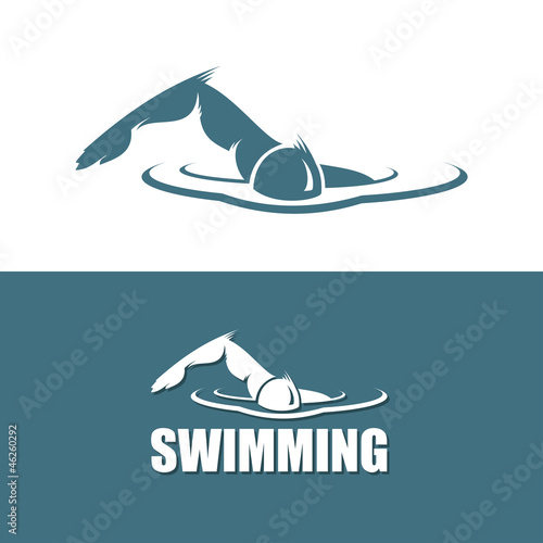 Swimmer sign - vector label
