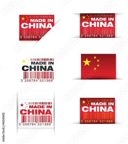 étiquette - code-barre "made in china - fabriqué en Chine"