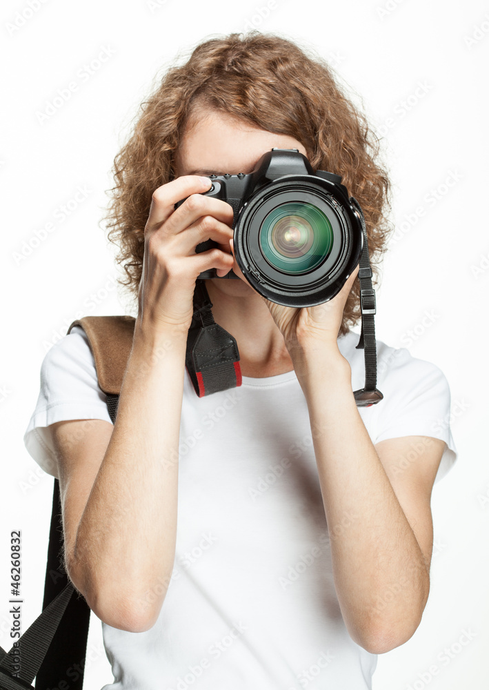 Girl taking a picture using digital camera Girl taking a picture using digital camera