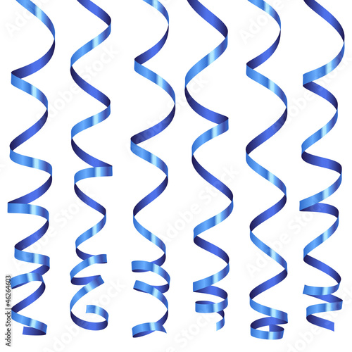 Vector holiday blue serpentine ribbons set