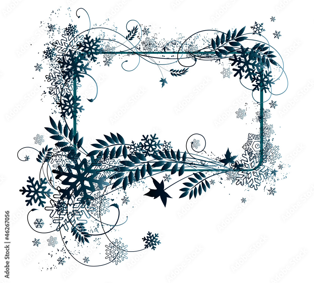 Abstract winter frame with snowflakes