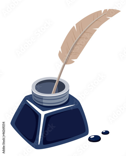 illustration of inks with feather.Vector