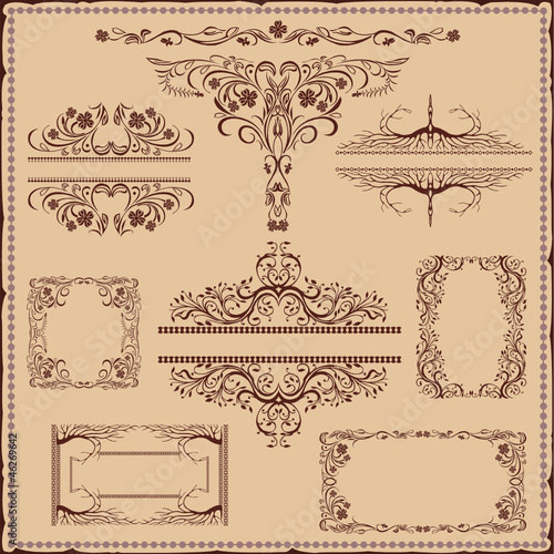 vintage flower old plant pattern frame banner