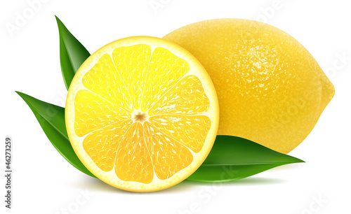 Fotografia Fresh lemons with leaves