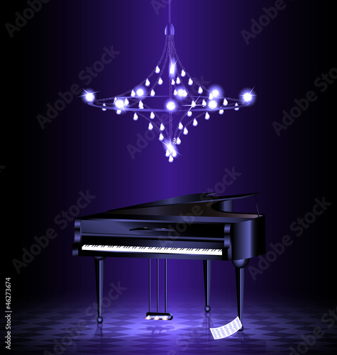 piano in the dark room