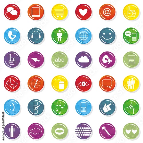 zestaw kolorowych ikon internet społeczność łączność