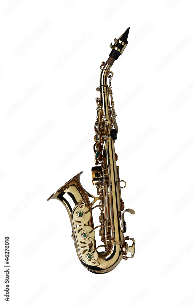 Naklejka premium saxophone isolated under the white background ( Clipping path )