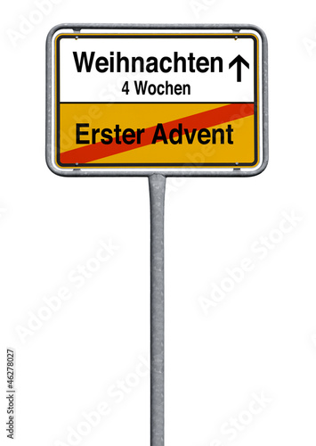 Ortsschild 4 Wochen bis Weihnachten