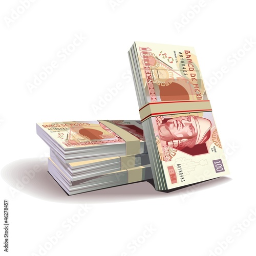 mexican peso banknotes vector illustration in color