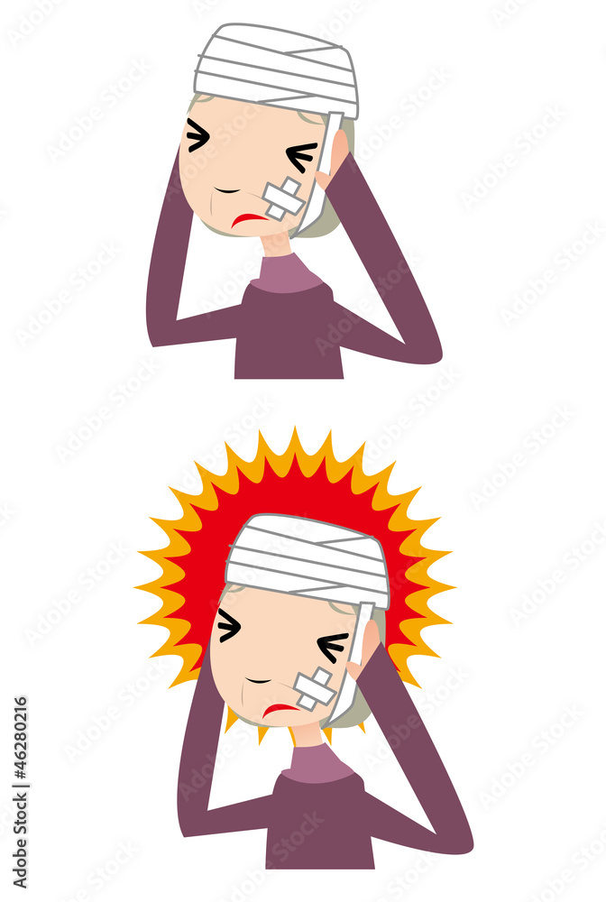 怪我,頭,頭痛,痛み,病気,病院,重傷