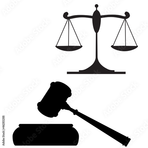 scales of justice and gavel