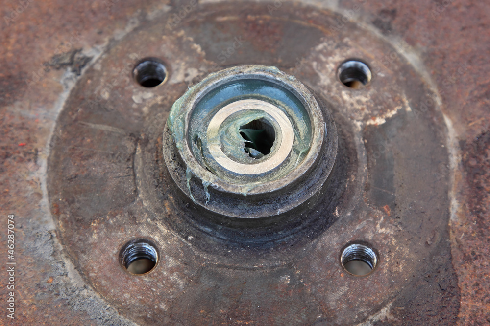 Lubricated roller bearing mounted on drum of brakes Lubricated roller bearing mounted on drum of brakes