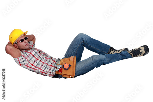 Obraz na płótnie Construction worker lazing about