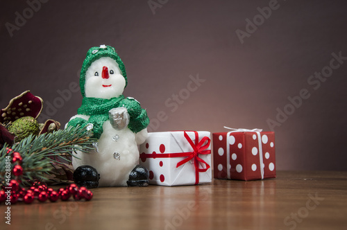 Colour Christmas decorations with bright background