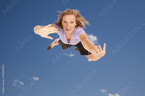 sky dive woman looking