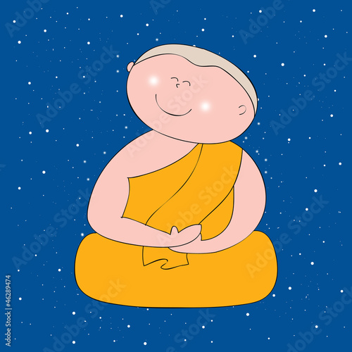buddhist monk cartoon hand drawn
