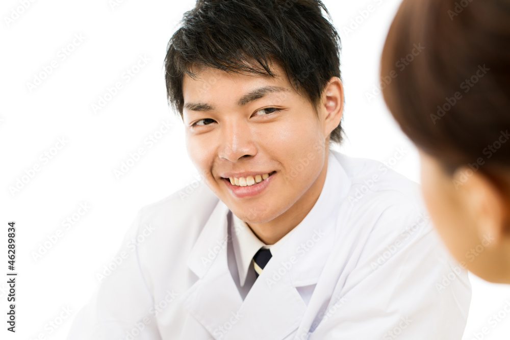 Asian young medical doctor isolated on white background