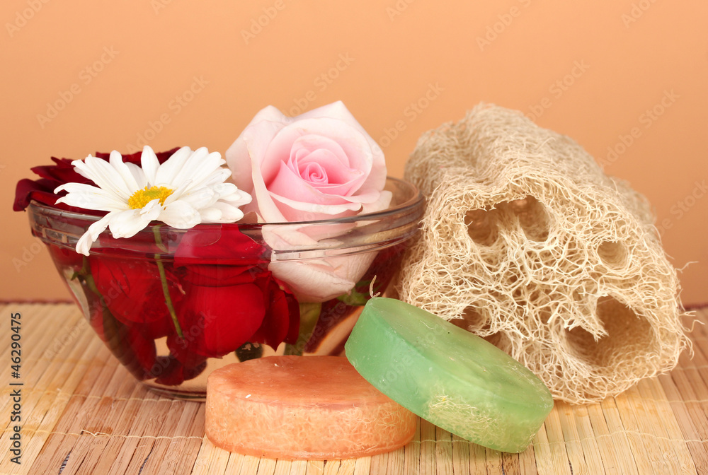 Loofah on color background Loofah on color background