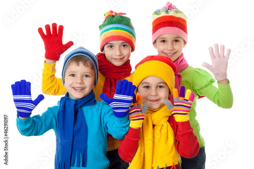 Group of kids in winter clothes