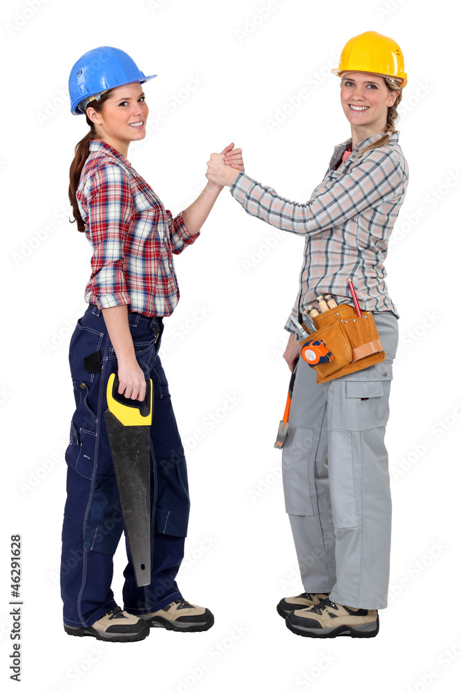 Female workers forming a pact