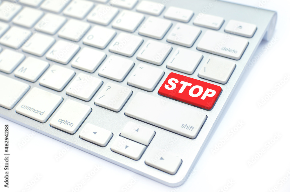 white keyboard with STOP button white keyboard with STOP button