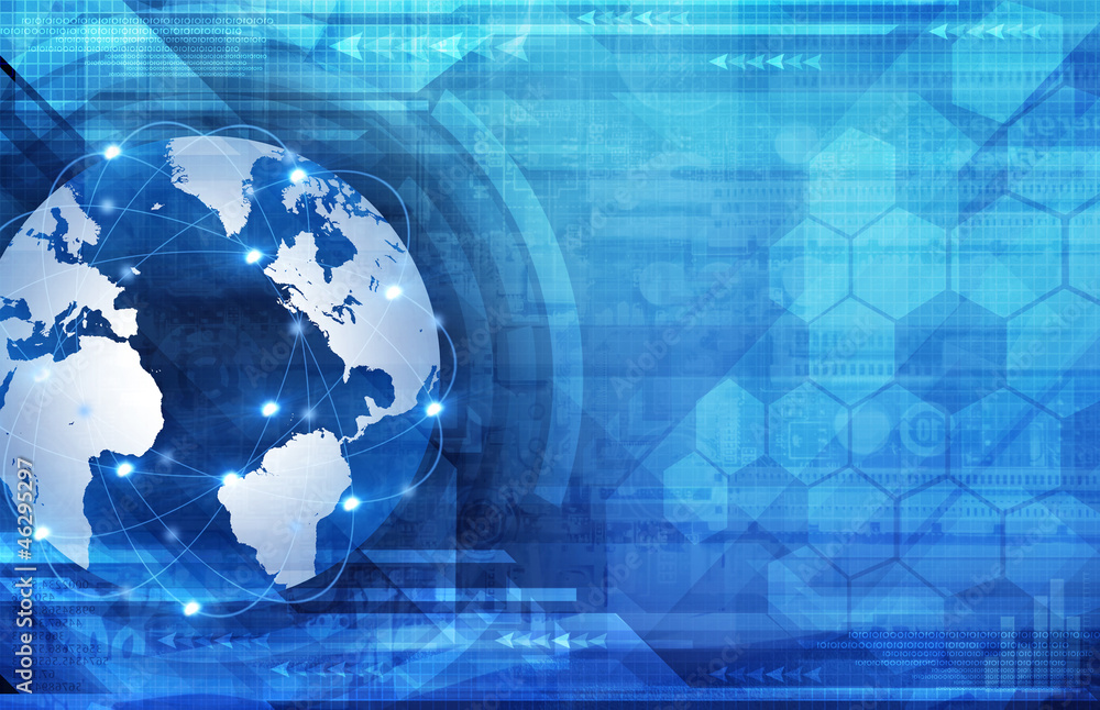 Abstract blue world and technology background Abstract blue world and technology background