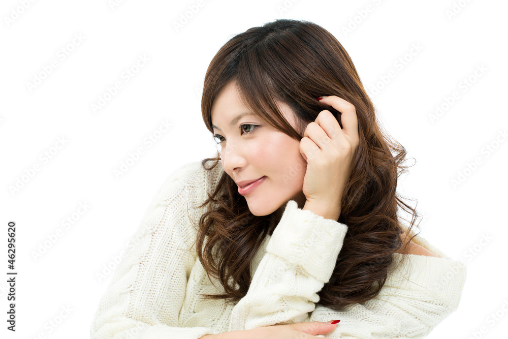 Beautiful young woman on white background Beautiful young woman on white background