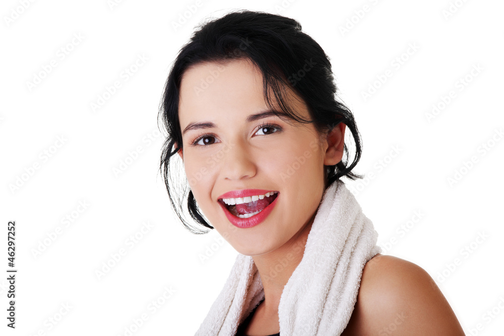 Happy active woman in sports clothes Happy active woman in sports clothes