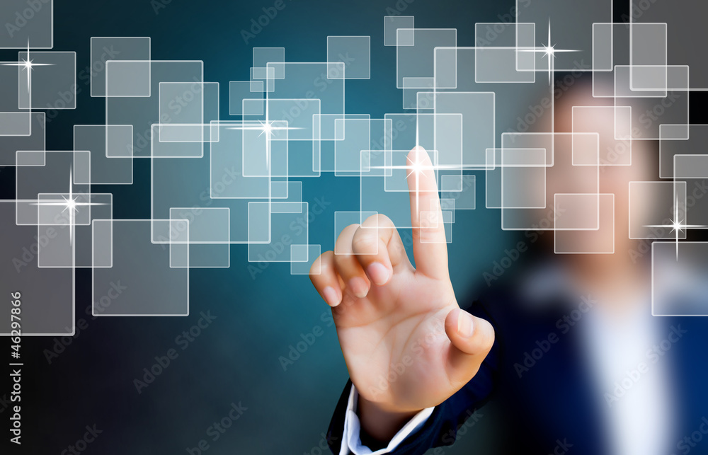 hand of business women pushing a button on a touch screen interf hand of business women pushing a button on a touch screen interf