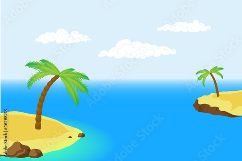 Island with a palm tree in the sea. Vector © Vasily Merkushev