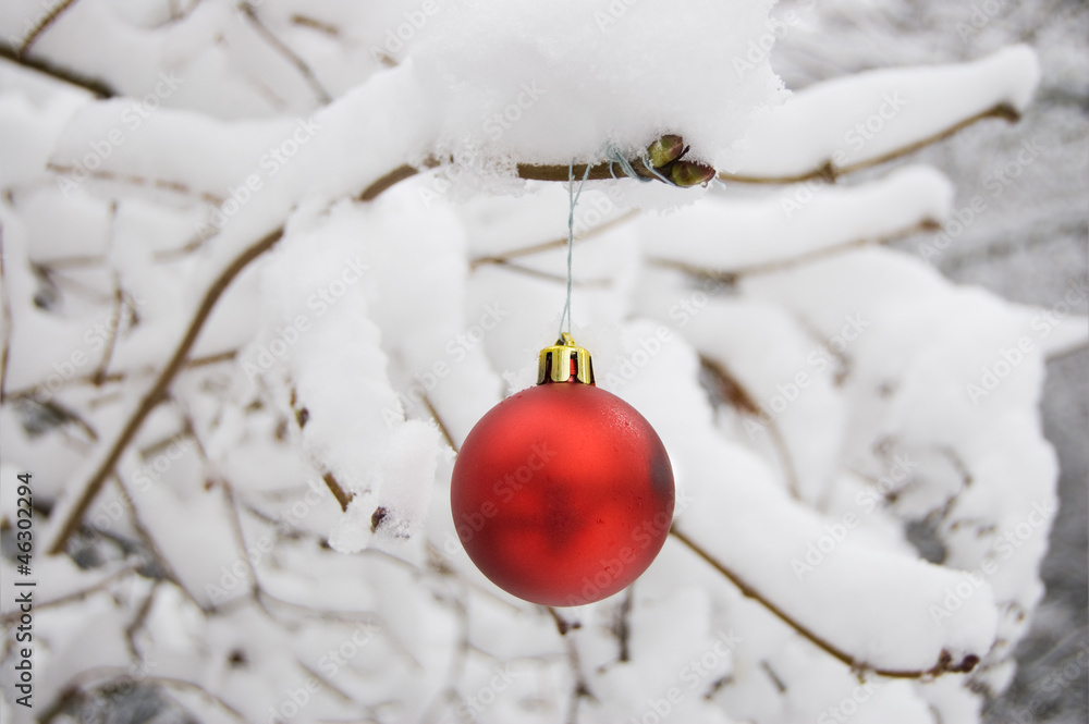 Christmas ball on the snow Christmas ball on the snow