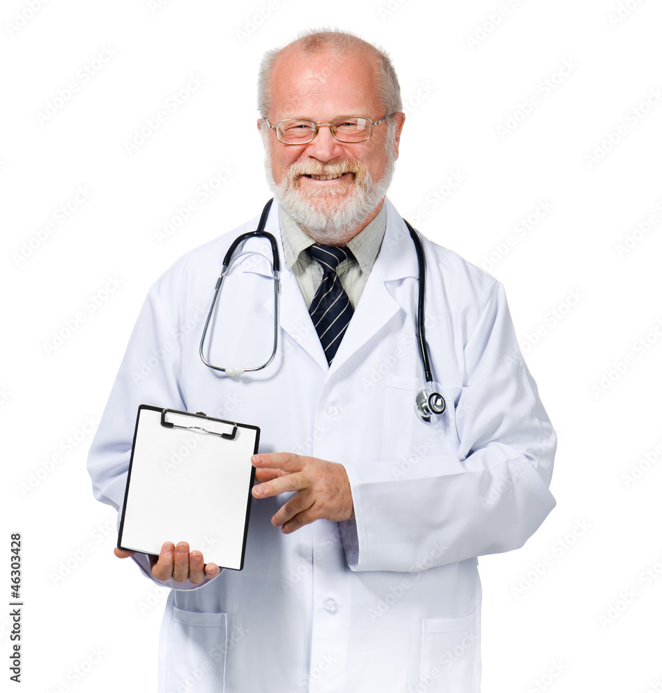smiling doctor with health record smiling doctor with health record