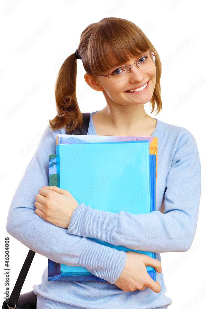 Happy student with books