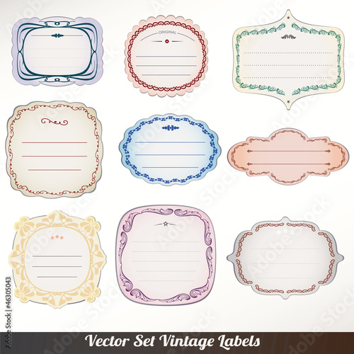 Vector Frame labels Set ornamental vintage decoration