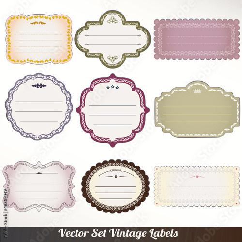 Vector Frame labels Set ornamental vintage decoration